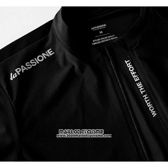 2019 Maillot Ciclismo La Passione Noir Blanc Manches Courtes et Cuissard